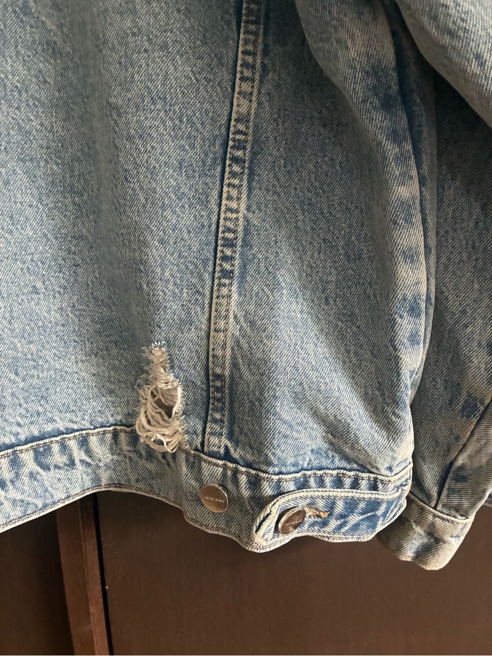 Anine Bing Oversized Distressed Denim Jacket Light Wash Size S - Picture 4 of 6